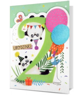 Kartka na 2 urodzinki pięknie zdobiona H2870