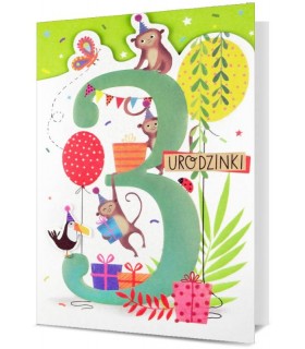 Kartka z okazji 3 urodzin z super życzeniami H2871