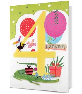 Kartka z życzeniami na 4 urodziny wesoła, zabawna H2872