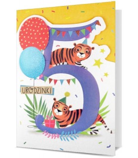 Na 5 urodziny Kartka pięknie zdobiona H2873