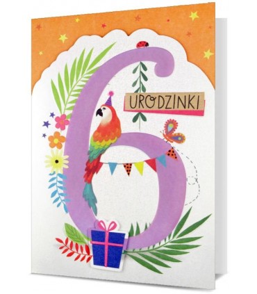 Kartka na 6 urodziny pięknie zdobiona H2874