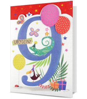 Na 9 urodziny Kartka pięknie zdobiona H2877