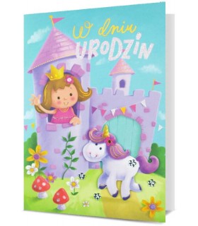 Kartka na Urodziny dla Dziewczynki, zdobiona brokatem HM2901