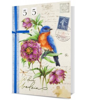 Kartka na urodziny z ustawianą cyfrą lat zdobiona brokatem H3028