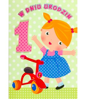 Kartka na Roczek dla Dziewczynki wesoła M840