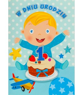 Kartka na Pierwsze Urodzinki dla Chłopczyka zabawna M850