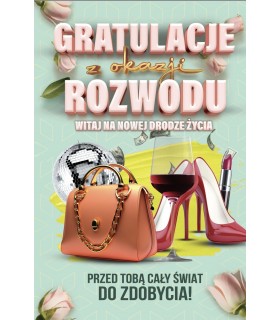 Kartka z okazji Rozwodu dla Kobiety, z zawieszką na drzwi  JCX114