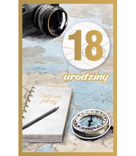 Kartka z okazji 18 urodzin z kompasem z życzeniami PS38
