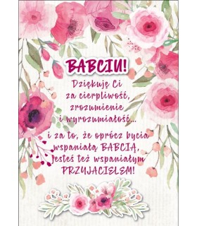 Prezent dla Babci Kartka z podziękowaniami DK706