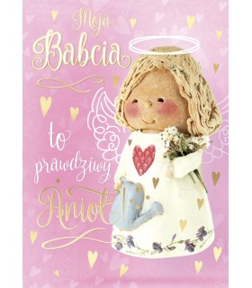 Kartka, Laurka dla Babci Anioła z życzeniami PR466