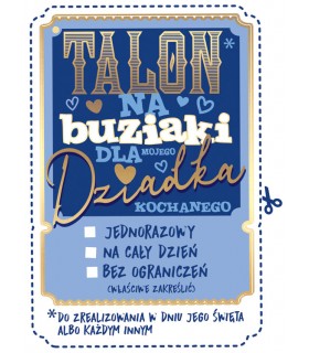 Prezent dla Kochanego Dziadka Kartka z talonem na buziaki PR264