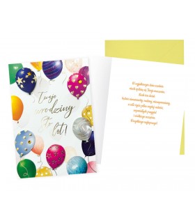 Kartka na urodziny z życzeniami Balony DK1067