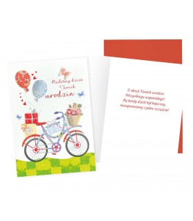 Kartka na urodziny dla Rowerzystki zdobiona cyrkoniami DK1068