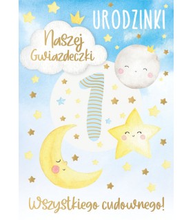 Kartka na Roczek pięknie zdobiona, urocza DK1082