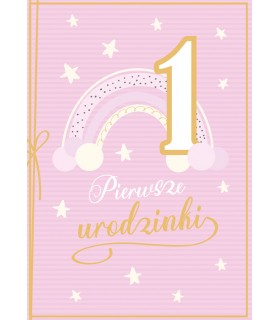 Kartka na Roczek dla Dziewczynki pięknie zdobiona DK1084