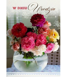 Kartka Urodzinowa z pięknym bukietem kwiatów M925