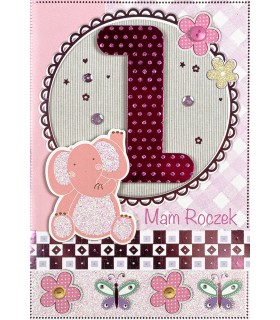 Kartka na Roczek dla dziewczynki słodka, urocza M508