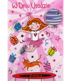 Kartka urodzinowa dla dziewczynki, zabawna M958