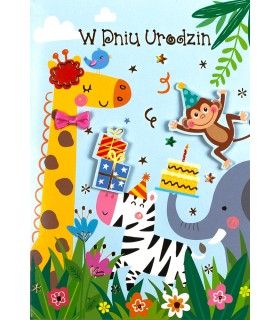 Kartki na Urodziny dla Dzieci, pięknie zdobione M954