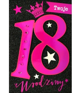 Kartka z okazji 18 urodzin bogato zdobiona HM1116