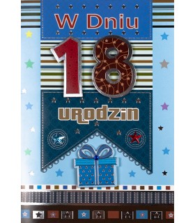 Kartka na 18 urodziny z życzeniami, bogato zdobiona M275