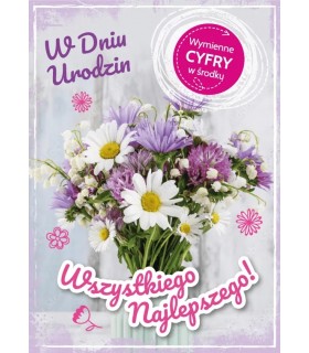 Kartka urodzinowa z cyframi lat do naklejenia GM1024