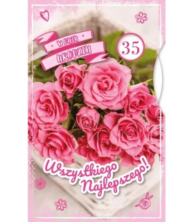 Kartka urodzinowa z cyfrą lat do ustawienia 30,35....85 lat GM1022