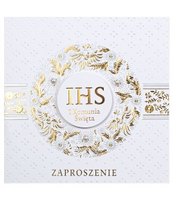 Zaproszenie na komunię zdobione perełkami zestaw 5 szt PCZP31