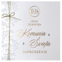 Zaproszenia na komunię ze złotą wstążeczką mix 5 szt PCZP28