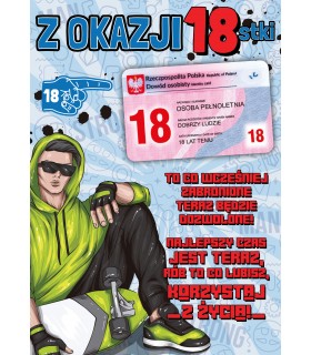 Kartka na 18 urodziny dla chłopaka, z dowodem Party26