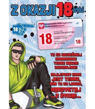 Kartka na 18 urodziny dla chłopaka, z dowodem Party26