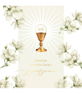 Zaproszenia komunijne delikatnie zdobione zestaw 5 szt PMZ120