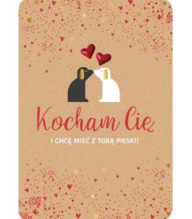 Kartka miłosna z serduszkami i pieskami, urocza DK1102