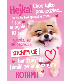 Kartka na Walentynki z życzeniami, słodka PR268