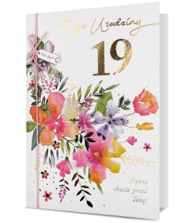 Kartka na Urodziny z mottem, z cyframi do naklejenia wieku HM3048