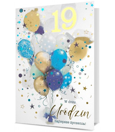 Kartka urodzinowa z balonami z cyframi do naklejenia wieku HM3067