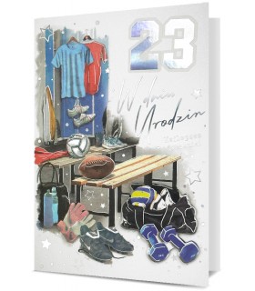 Kartka urodzinowa dla sportowca z cyframi do naklejenia wieku HM3058