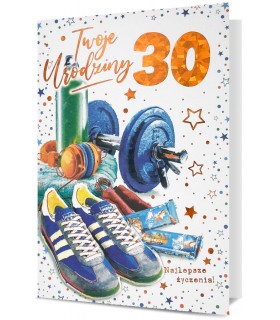 Kartka urodzinowa dla Sportowca z cyframi do naklejenia wieku HM3062