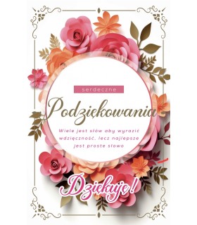 Kartka z serdecznymi Podziękowaniami elegancka 2K143
