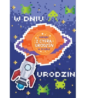 Kartka na urodziny z cyframi do naklejenia wieku Dziecka DK1089