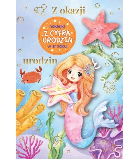 Kartka na urodziny z cyframi do naklejenia lat Mała Syrenka DK1092