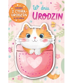 Kartka na urodziny z cyframi do naklejenia wieku z Kotkiem DK1072