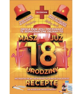 Kartka na 18 urodziny z receptą dla dziewczyny JCX129