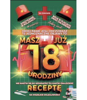 Kartka na 18 urodziny z receptą dla chłopaka JCX128