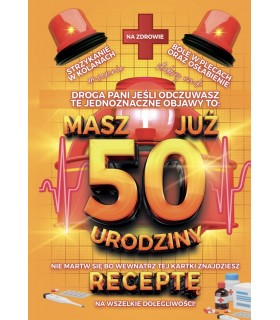 Kartka na 50 urodziny dla Kobiety, z receptą JCX135