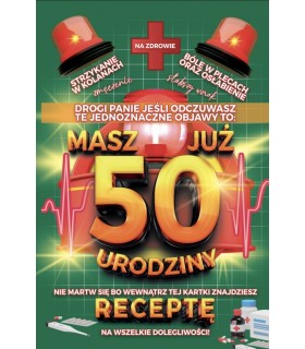 Kartka na 50 urodziny dla Mężczyzny, recepta JCX134