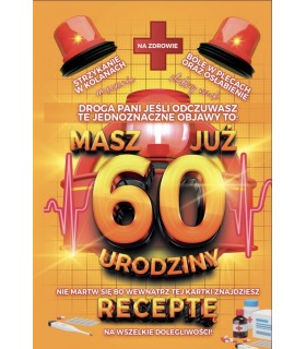 Kartka na 60 urodziny z receptą dla Kobiety JCX137