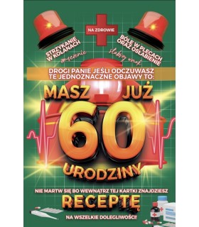 Kartka na 60 urodziny z receptą dla Mężczyzny  JCX136
