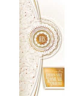 Pamiątka Komunii Kartka bogato zdobiona ABD5