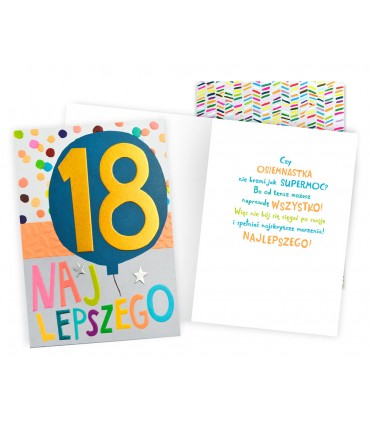 Kartka na 18 urodziny bogato zdobiona DKP76